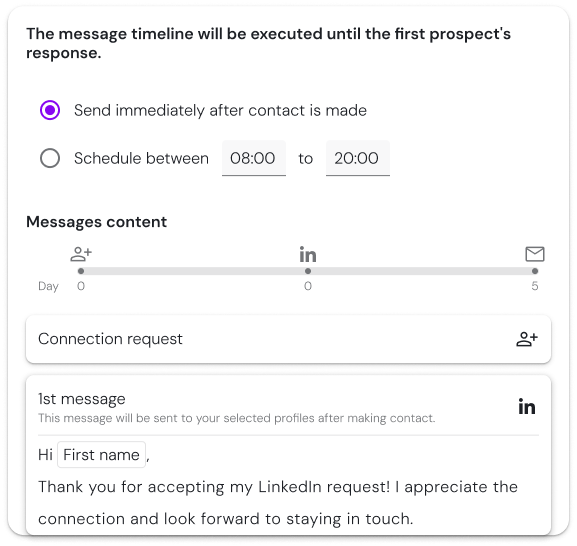 Message scheduling interface