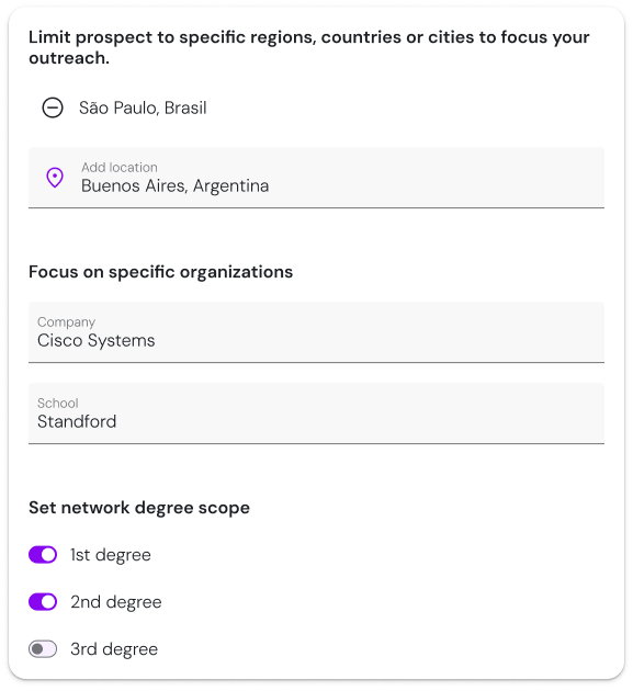 Advanced filters interface